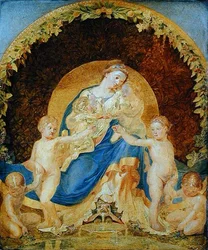 母なる大地と彼女の子供たち、1803（パネルの紙に金の地面）